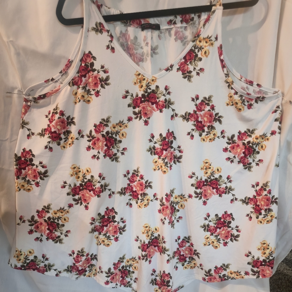 First Love Floral Tank Top - Pink and Yellow on White